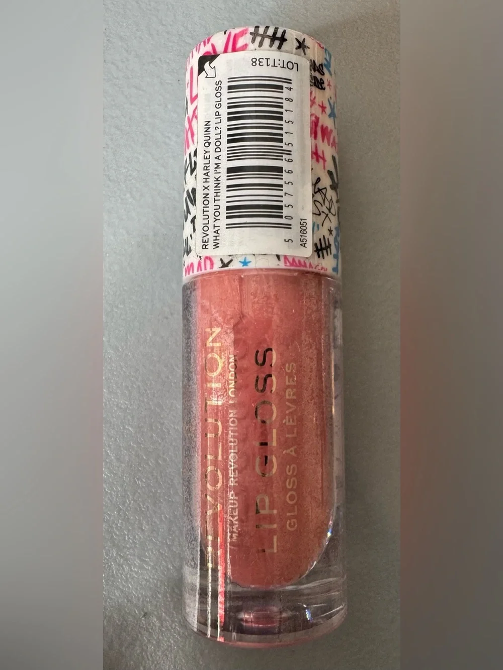 Revolution x Harley Quinn what you think I’m a doll? PinkPeach Shimmer Lip Glos